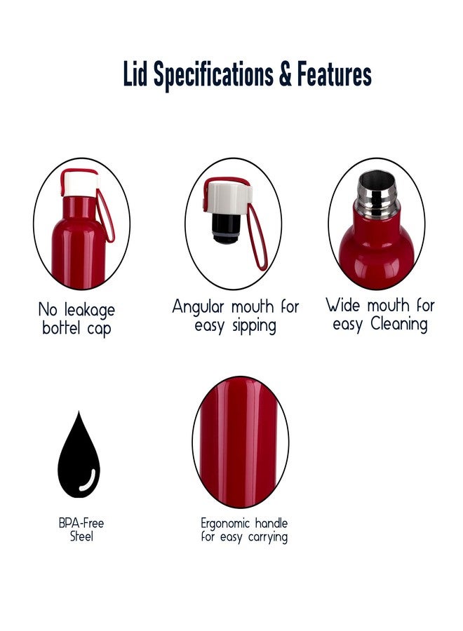 PROBOTT Thermosteel Vacuum Flask Hot & Cold Sports Bottle 600ml -Maroon PB 600-05 - Image 5